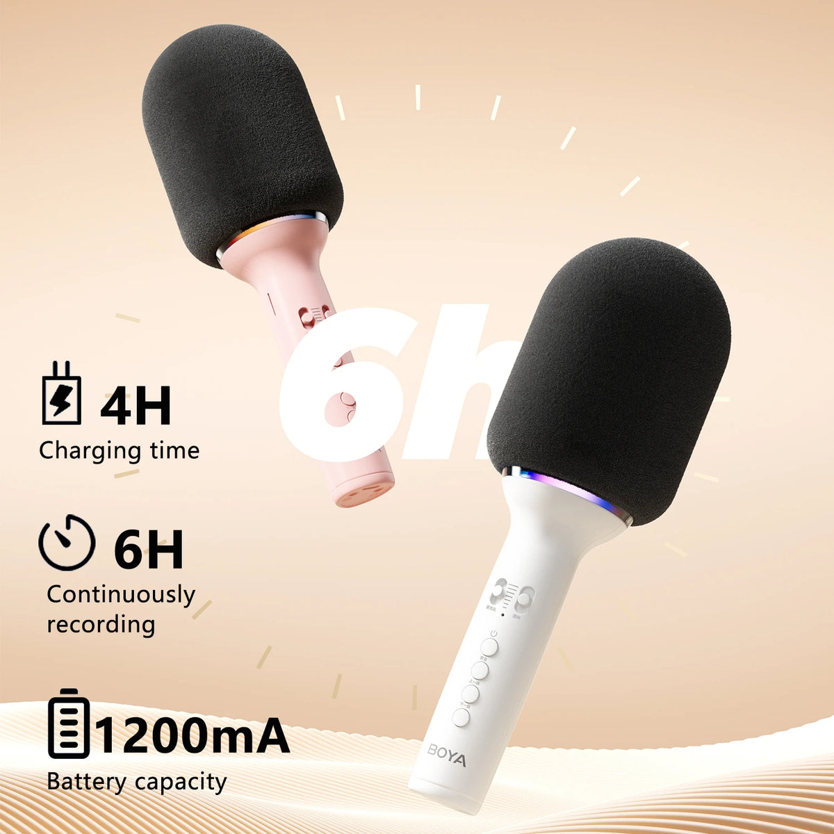 BOYA K11 Bluetooth Wireless Karaoke Microphone Portable Singing Machine for Kids Singing,KTV,Rever,Voice Changer,Live Streaming