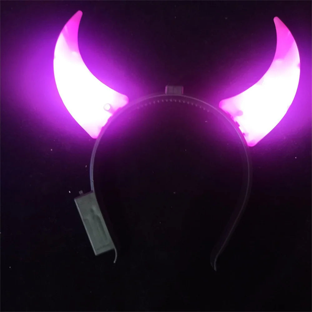 Led Devil Horn Light Up Headband Evil Halloween&amp;Christmas Party Decor Party Glitter Headwear Cosplay Party Costume Hair Hoop