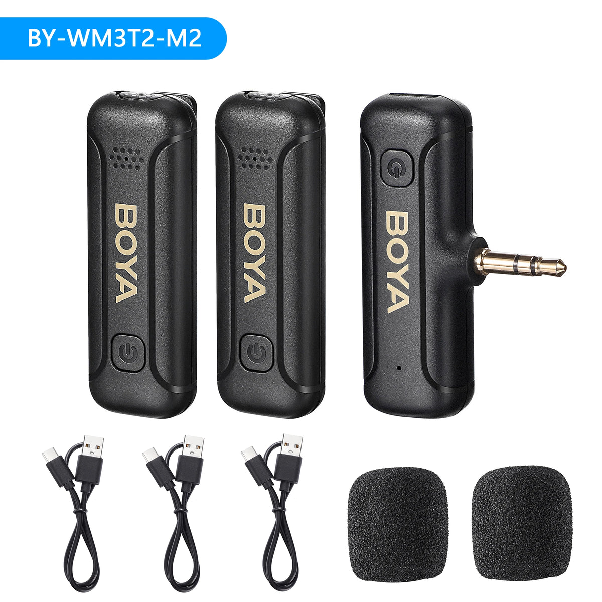BOYA BY-WM3T2 Professional Wireless Lavalier Lapel Mini Microphone for iphone ipad Android Live Broadcast Streaming Vlogging