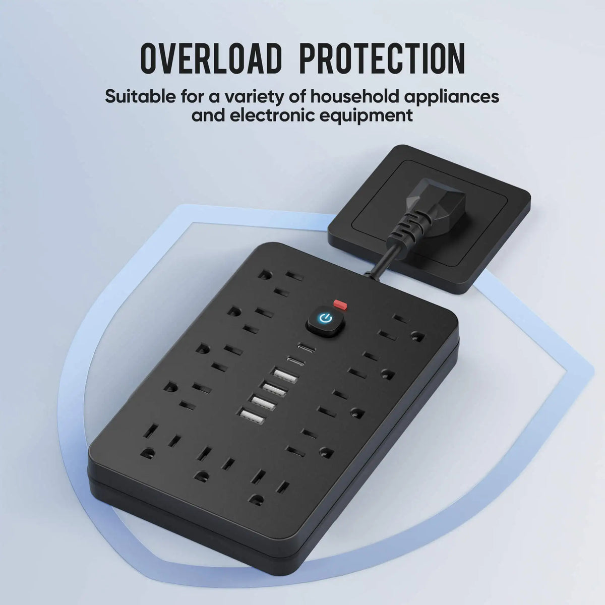 17-in-1 US Power Outlet, Power Outlet Surge Protector, 11 AC Outlets, 4 USB 2 Type-C, Desktop Charging Station with Overload Pro