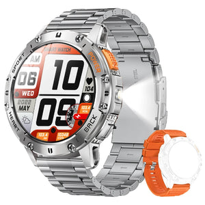For Android ios New AMOLED Smart Watch Men with Flashlight Sports Waterproof Fitness Tracker Bluetooth Call Smartwatch Man+Box
