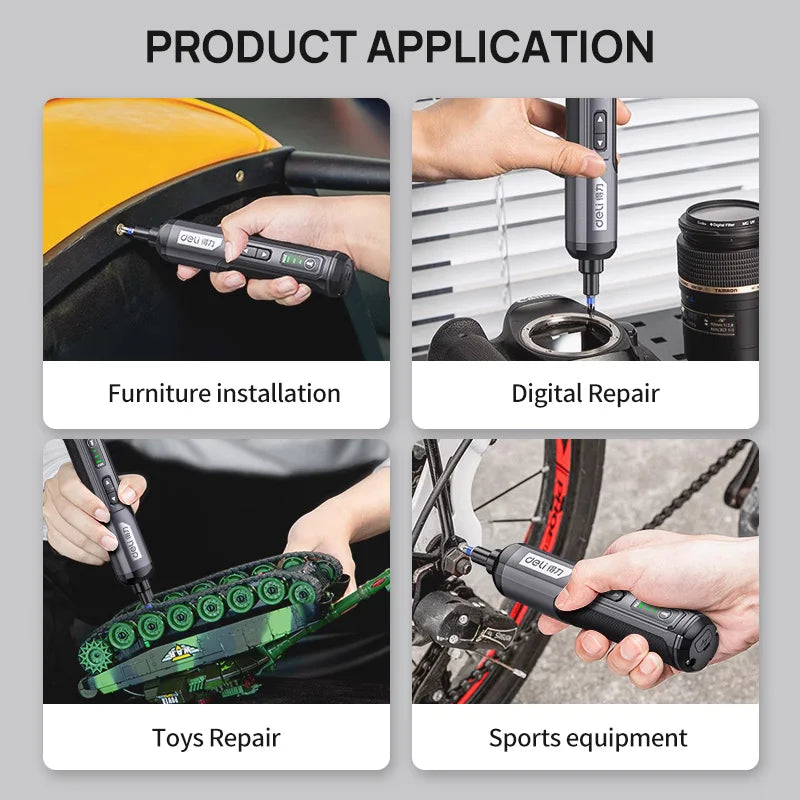 Deli 4V Electric Screwdriver Set USB Rechargeable 10/33 Bit Set Mini Drill Multi-function Disassembly Torque Repair Tools Kit