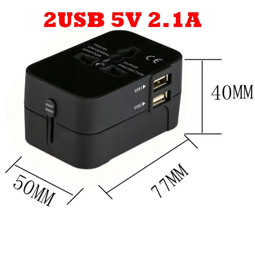 Universal 1A 2.1A Dual USB travel Adapter plug EU US AU UK Multifunction Convert Plug Adaptor Fused 2 USB Charger White Black