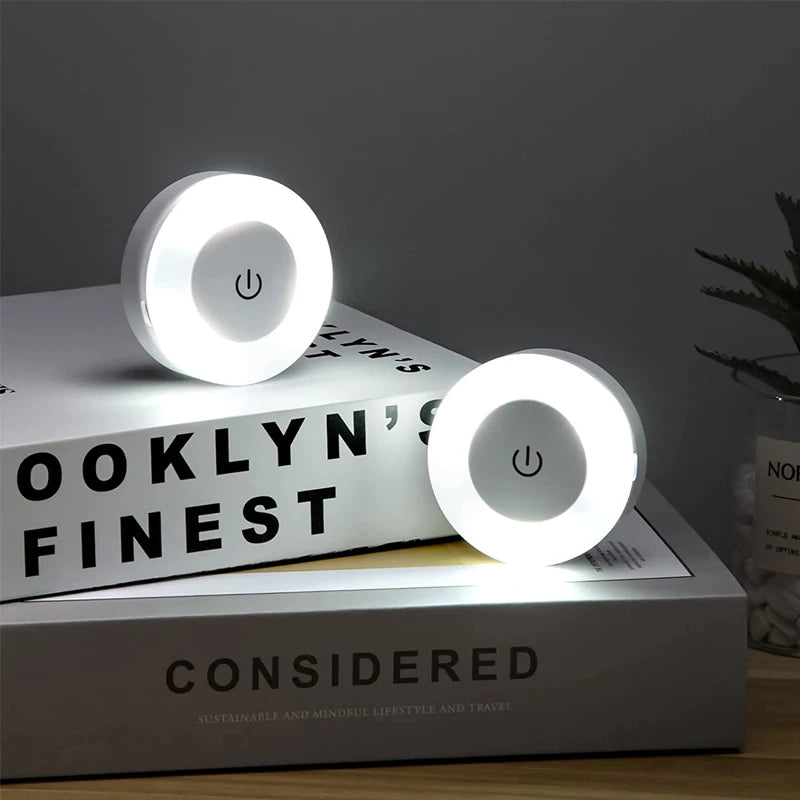 Energy Saving Led Touch Sensor Night Lights USB Rechargeable Magnetic Wall Light Room Aisle Bedroom Round Portable Night Lamp - Stereotech