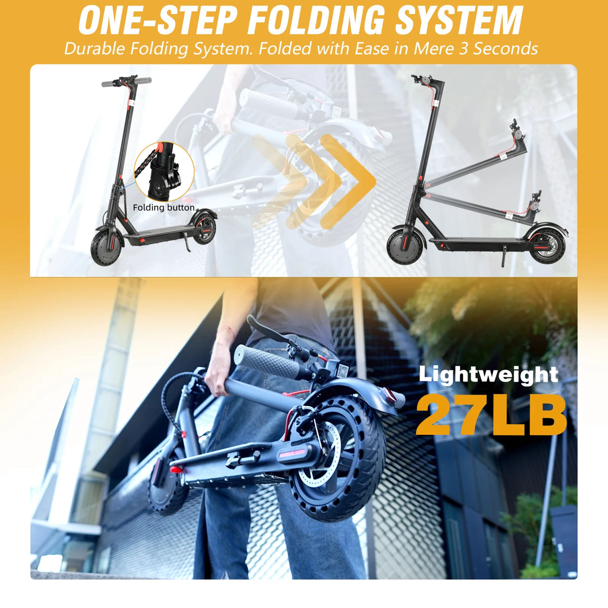 Electric Scooter for Adults Teens 350W,18MPH,Range 20Miles,8.5&#39;&#39; Explosion-proof Tires,Dual Brake System Foldable E-scooter