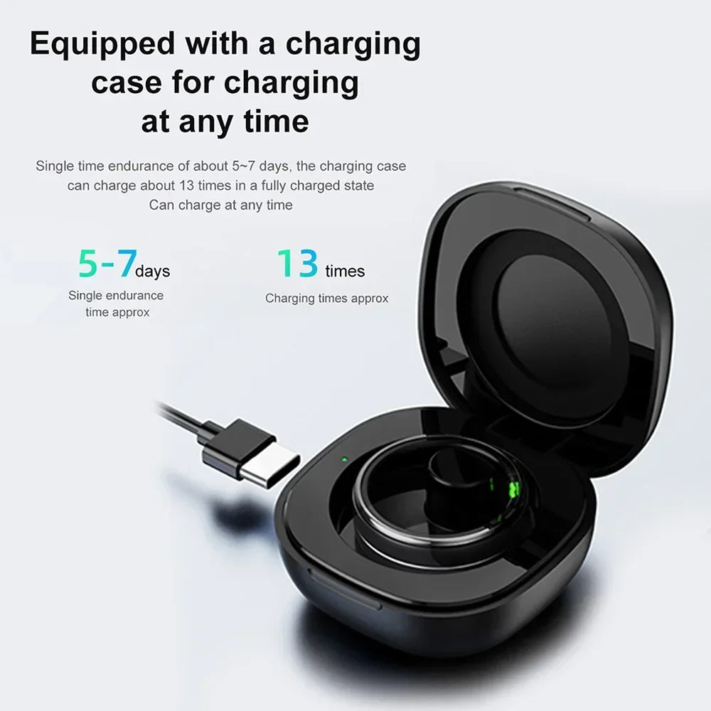 llNuyoah New R06 Smart Ring with Charging Case for Men Women Heart Rate and Blood Oxygen Monitor IP68 &amp; 5ATM Waterproof Sport