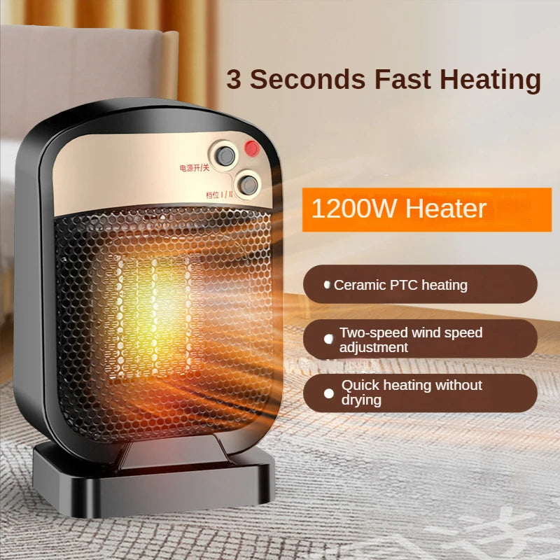 110V&amp;220V Portable Electric Heater 1200W Desktop Fan Heater PTC Heating Warm Air Blower Home Office Warmer Machine for Winter