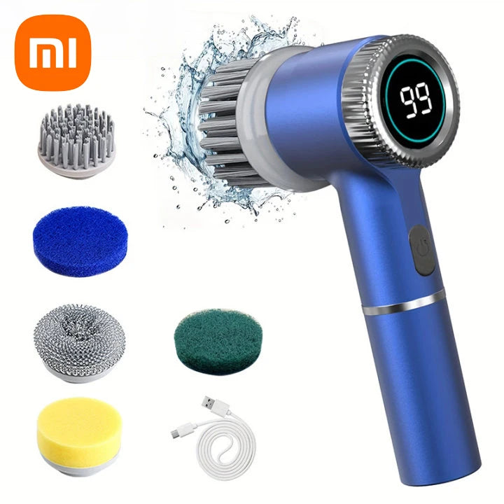 Xiaomi Electric Cleaning Brush Multifunctional Kitchen Bathroom Toilet Portable Powerful Clean Brush 5 Brush Heads LED Display