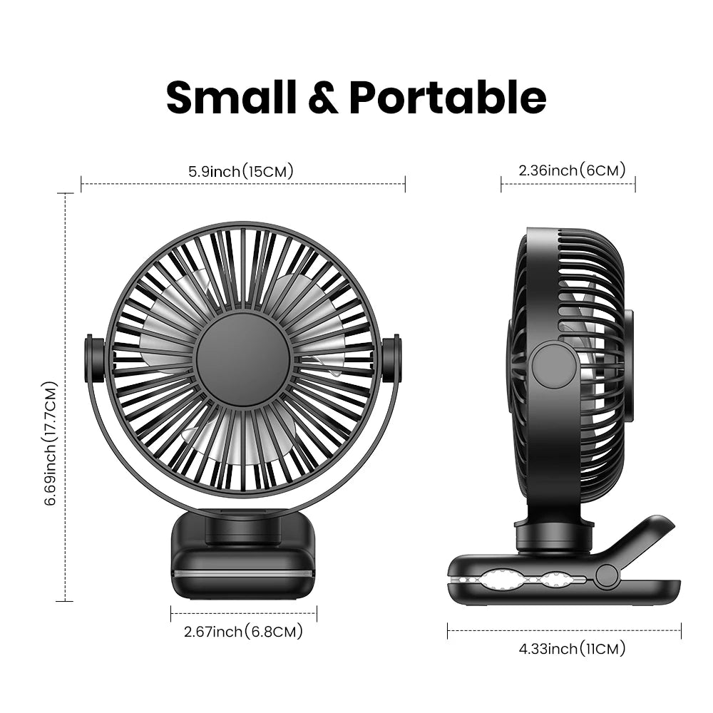 TOPK Mini Portable Clip on Fan,USB Desk Fan,3 Speeds Quiet Wind 720° Rotate Personal Electric Fan,Standing fans for Room Home - Stereotech