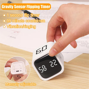 Mini Productivity Cube Timer Gravity Sensor Flipping LED Display 4 Preset Time Dual Modes Countdown Cooking Study Digital Timer