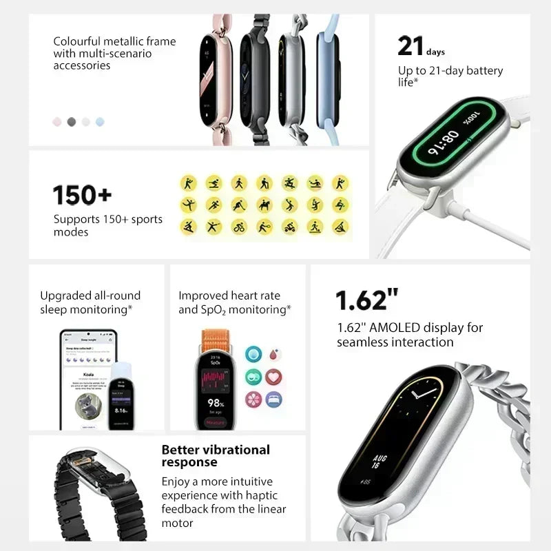 [World Premiere]Global Version Xiaomi Smart Band 9 150+ Sports Modes Sleep Monitoring 1.62&quot; AMOLED Display 21-day Battery Life