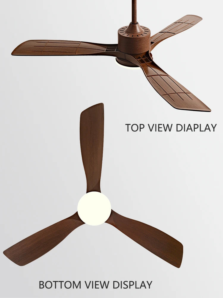 36/42/52 Inch Restaurant Fan 3 Blade Pure Copper DC 35W Motor Ceiling Fan With 24W LED Light Support Remote Control - Stereotech