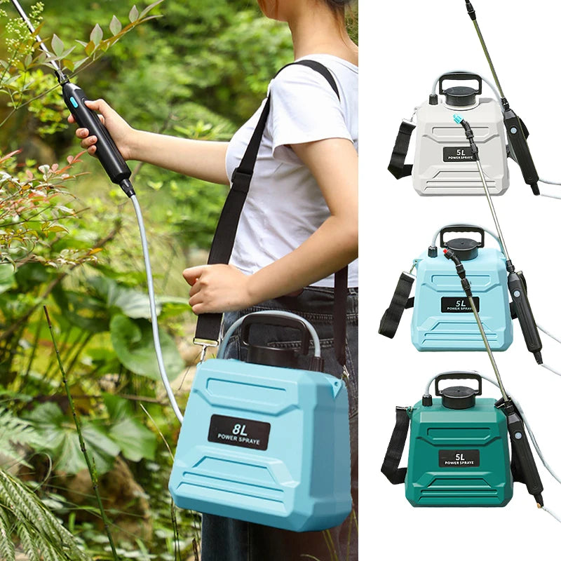 Shoulder Style Electric Sprayer 5L/8L Watering Can with 3 Nozzles USB Charging Automatic Garden Plant Irrigation Sprinklers Tool
