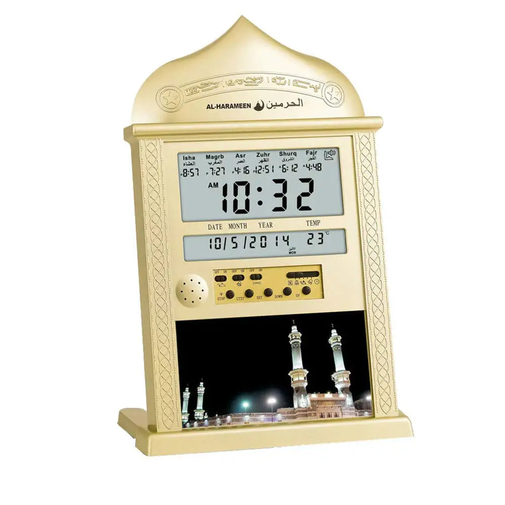 Azan Calendar Muslim Prayer Electronics Wall Clock  Desk Table Alarm Clock With LCD Digital Display Home Bedroom Decoration