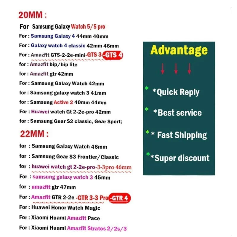 20mm/22mm band For Amazfit GTS/2/2e/3/4 - Stereotech