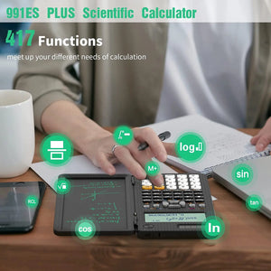 Solar Scientific Calculator with LCD Notepad 417 Functions Professional Portable Foldable Calculator for Students Upgraded 991ES - Stereotech