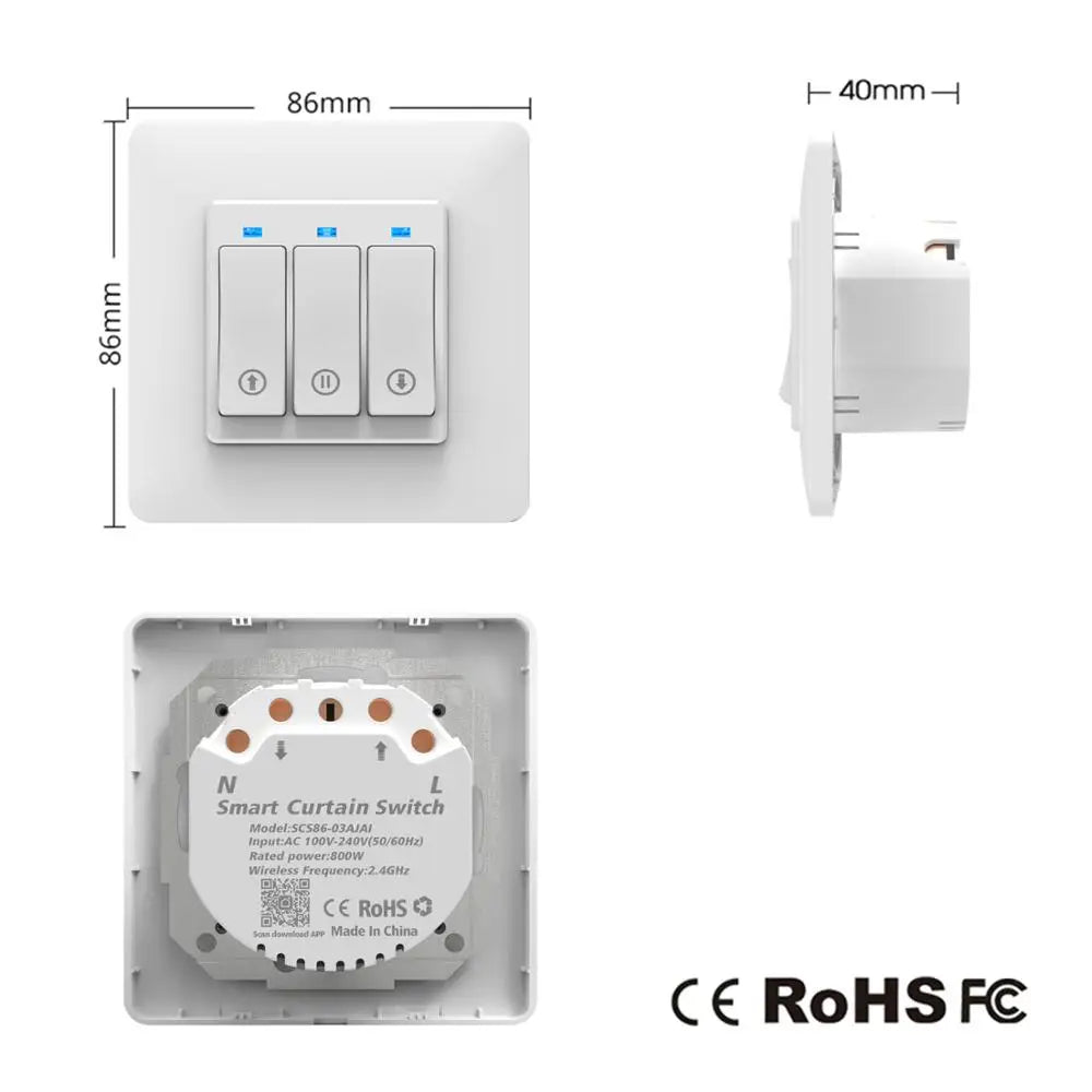 WiFi Timer Curtain Switch Controller for Roller Shutter Electric Motor TUYA Smart Life Smart Home Automation Google Home Alexa - Stereotech