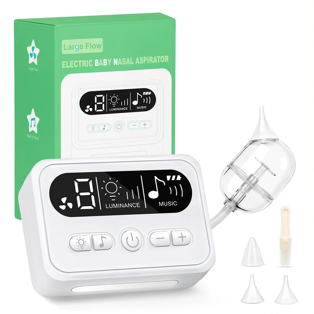 Baby Nasal Aspirator Electric Nose Cleaner with Built-In Music &amp; Night Light Rechargeable Nose Booger Sucker for Infants Babies
