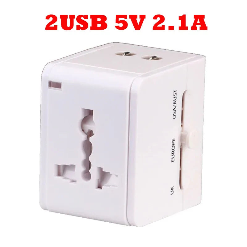 Universal 1A 2.1A Dual USB travel Adapter plug EU US AU UK Multifunction Convert Plug Adaptor Fused 2 USB Charger White Black