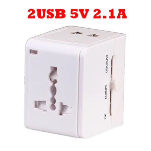Universal 1A 2.1A Dual USB travel Adapter plug EU US AU UK Multifunction Convert Plug Adaptor Fused 2 USB Charger White Black