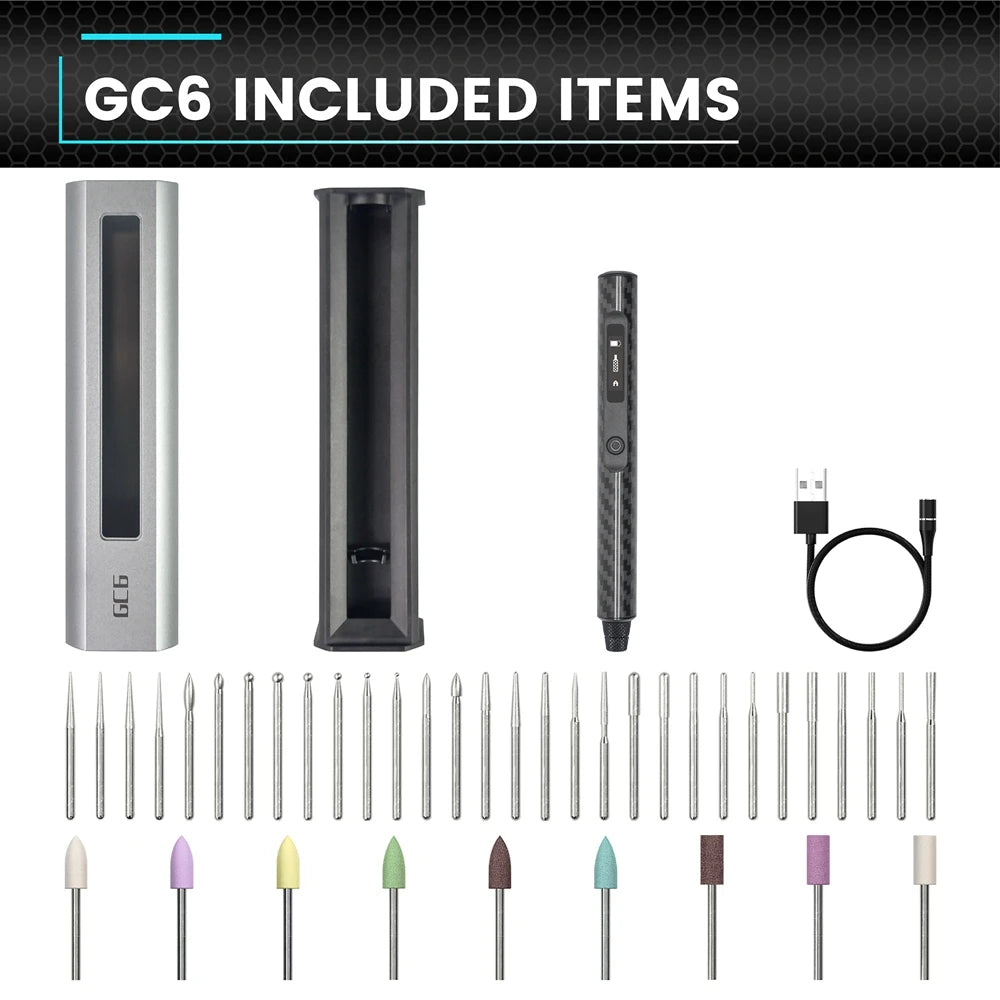 ARROWMAX GC6 Smart Engraving Pen Electric Mini Grinder Cordless Rotary Tool with 39 Bits for Crafts Jewelry Wood Glass Carving