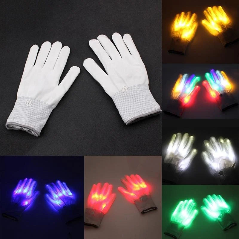 Party LED children&#39;s gloves neon lights Halloween lights props luminous skeleton gloves stage costumes Christmas supplies