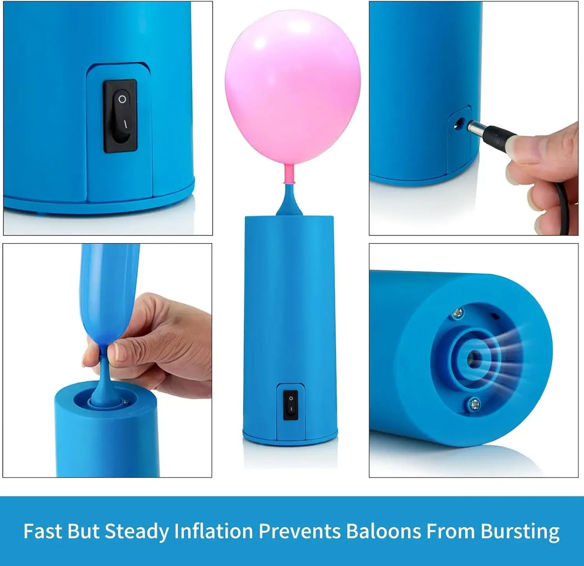 EU/US Plug Electric Balloon Pump Portable Air Balloon Inflator for All Balloons with 2pcs Nozzles for Christmas Wedding Decor