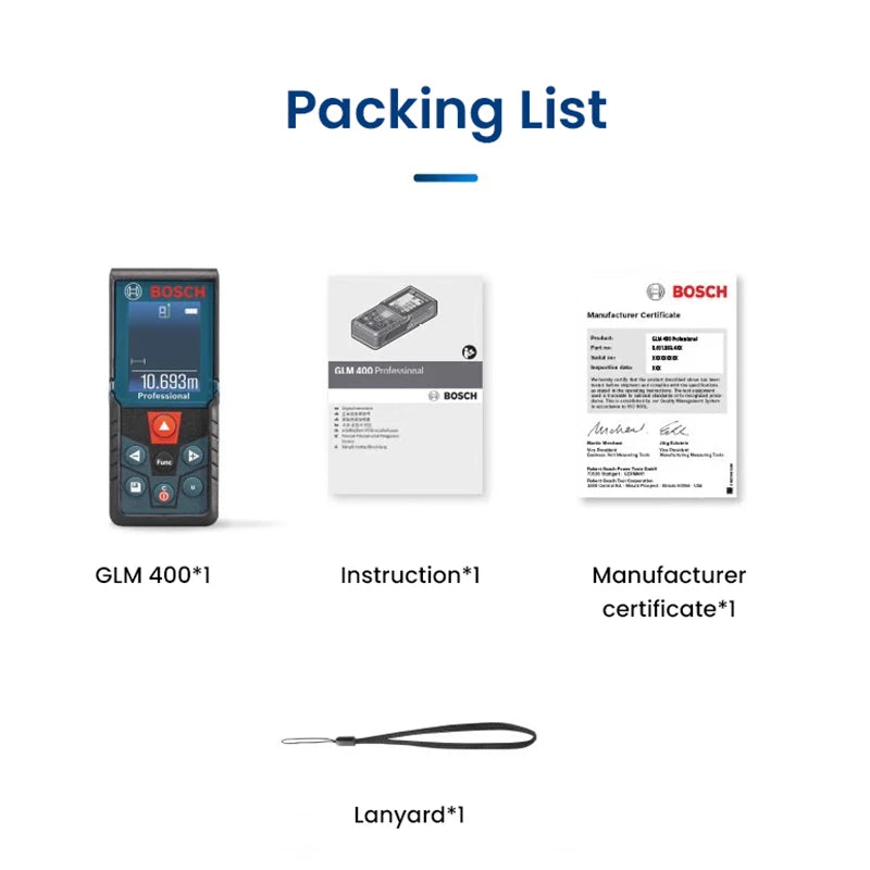 Bosch GLM 400 Laser Rangefinder Multi Modes Distance Meter 40m Range High Precision Color Screen Laser Tape Measurement Tools