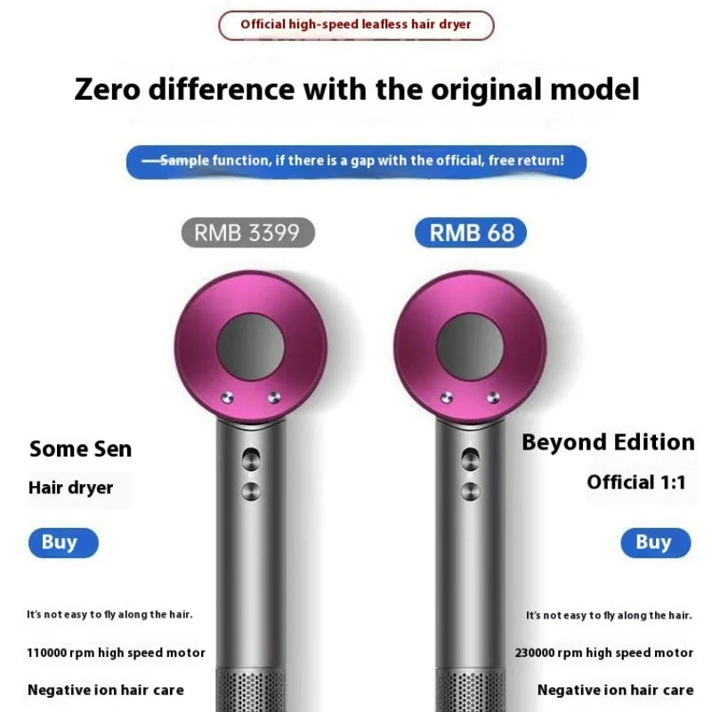 New Professinal Leafless Hair Dryer Negative Hair Care Quick Dry Home Powerful Hairdryer Constant 200 Million Anion Blow Dryer - Stereotech