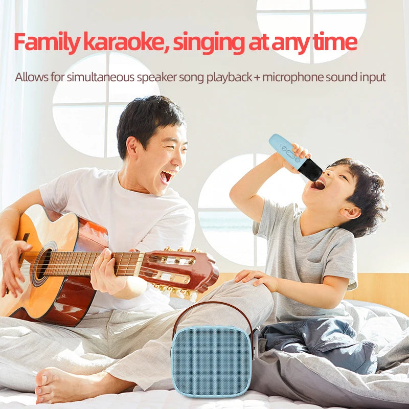 Basix Karaoke Machine Portable Bluetooth 5.0 Speaker System with 1-2 Wireless Microphones Home Family Singing Children&#39;s Gifts