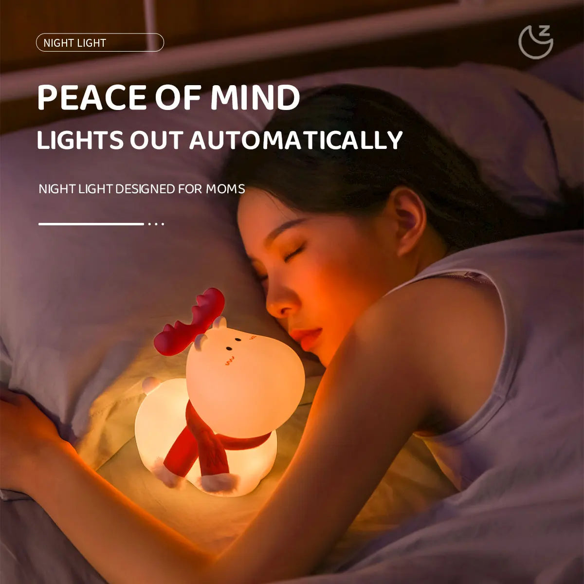 Christmas Deer Decoration Light Silicone LED Reindeer Elk Touch Night Lamp Children Kid Bedside Bedroom Decor Birthday Gifts