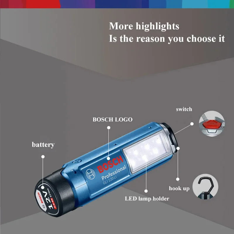BOSCH GLI120-Li Cordless Jobsite Light Bare Tool Handheld Lights For Woodworking Home DIY Indoor and Outdoor GLI 120-LI