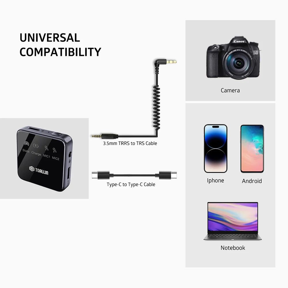 TOALLIN Professional Wireless Microphone for Gaming/Interview/Streaming/Vlogging, Lavalier Microphone with Noise Reduction