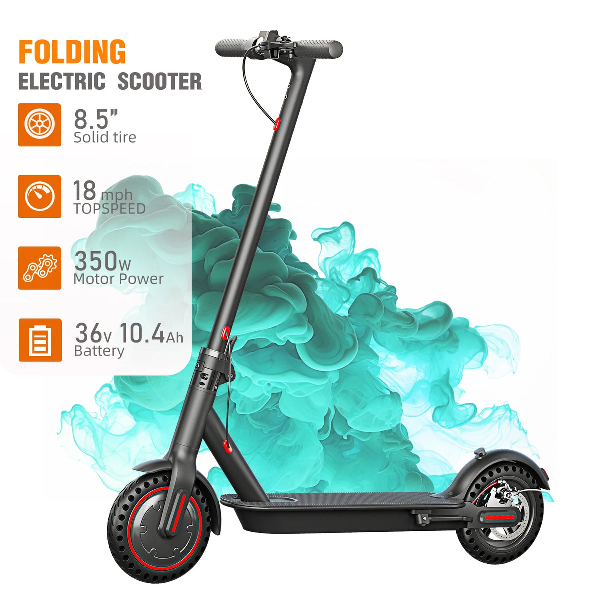 Electric Scooter for Adults Teens 350W,18MPH,Range 20Miles,8.5&#39;&#39; Explosion-proof Tires,Dual Brake System Foldable E-scooter