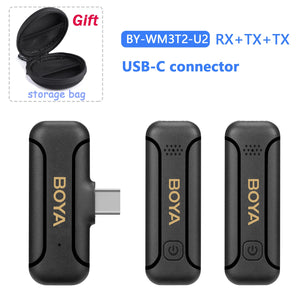 BOYA BY-WM3T2 Professional Wireless Lavalier Lapel Mini Microphone for iphone ipad Android Live Broadcast Streaming Vlogging