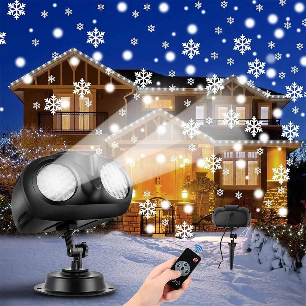 New Christmas Snowfall LED Light Projector Christmas Snowflake Projector Light Outdoor Snow Flurries Landscape Light with Remote