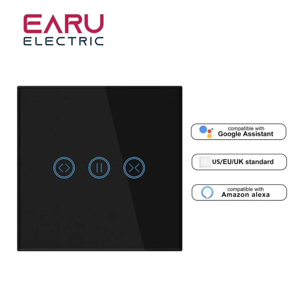 WiFi Smart Timer Glass Wall Touch Curtain Switch Controller for Roller Shutter Electric Motor TUYA Smart Life Google Home Alexa - Stereotech