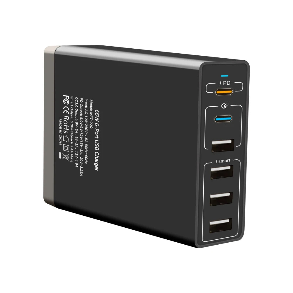 65W 4 6 10 Port Usb Fast Charger Type C Pd High Speed Quick Hub For Iphone Xiaomi Samsung,60W Mobile Cell Phone Multi Adapter