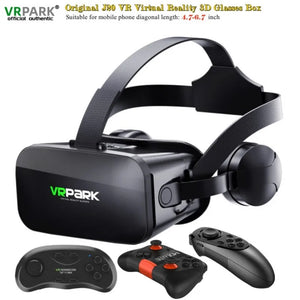 Original J20 4K Virtual Reality 3D Glasses Box Stereo VR Google Cardboard Headset Helmet for IOS Android Phone Max 6.7",Rocker