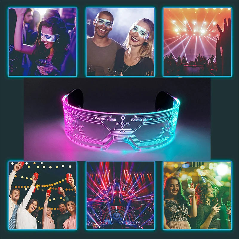 New Party Glasses Luminous Colorful LED Glasses Lighting Up Nightclub DJ Bar Music Dance Party Young Man Children Birthday Gift