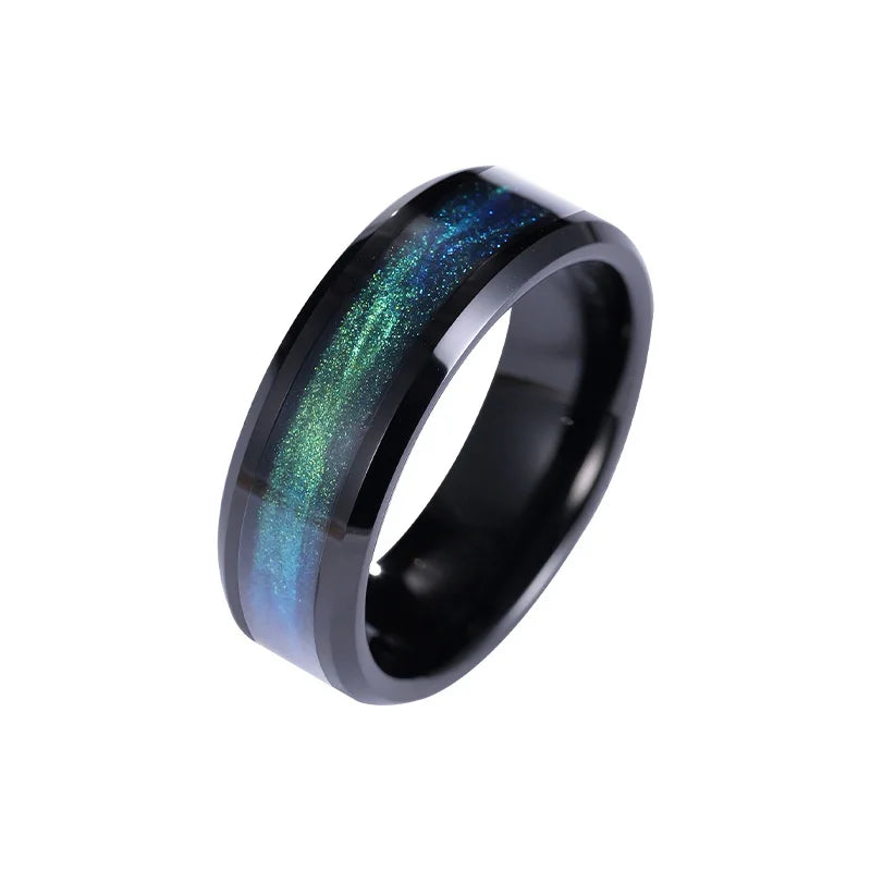 Men&#39;s Ring Tungsten Gold 8mm Width Green Fashion Female Pair Rings,Engraving