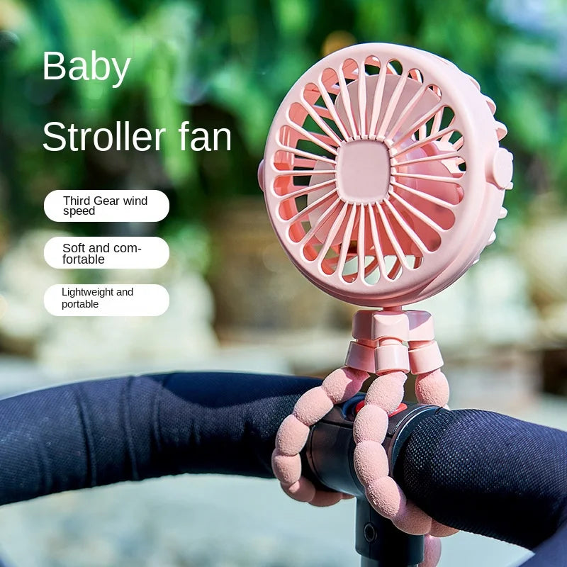 Baby Stroller Electric Fan Hand Rechargeable Portable Small Folding Fans Mini Ventilator Silent Table Outdoor Cooler Neck Fan - Stereotech