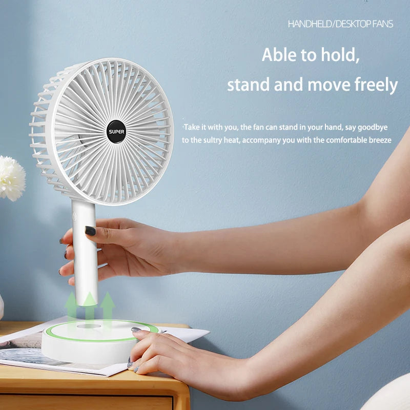 Handheld&amp;Vertical Foldable Fan Portable Silence Floor Fan USB Recharge Multiple Gears Summer Detachable Base Desk Outdoor Fan - Stereotech