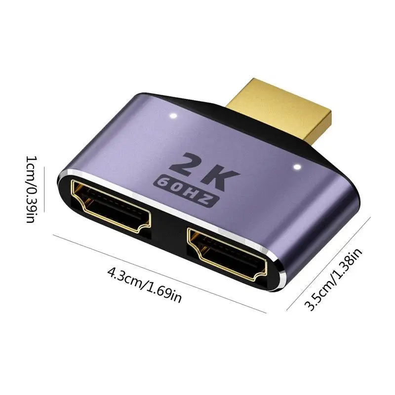 HDMI to Dual HDMIAdapter HD 2K Dual Output Splitter Monitor Adapter 1 to 2 HDMIMale to Two HDMIFemale Adapter Splitter