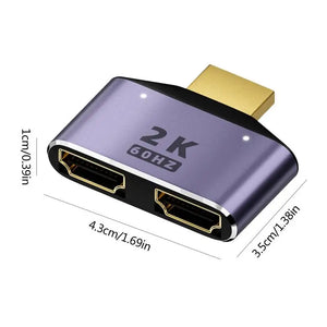 HDMI to Dual HDMIAdapter HD 2K Dual Output Splitter Monitor Adapter 1 to 2 HDMIMale to Two HDMIFemale Adapter Splitter