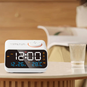 Led Digital Alarm Clock Fm Radio Dimming Rechargeable Temperature Humidity Meter With Snooze Function Watch Table Clock Decor