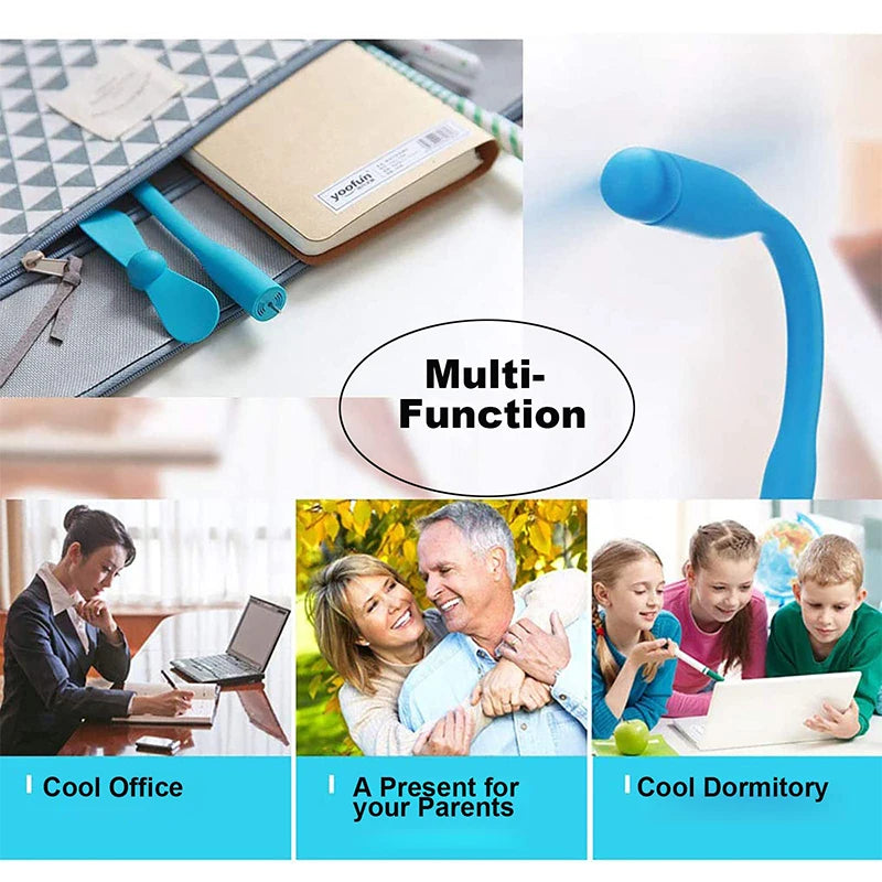 6Pcs Mini USB Fan Flexible Bendable Fan For Power Bank Laptop PC AC Charger Portable Hand Cooling Fan For Computer Summer Gadget - Stereotech