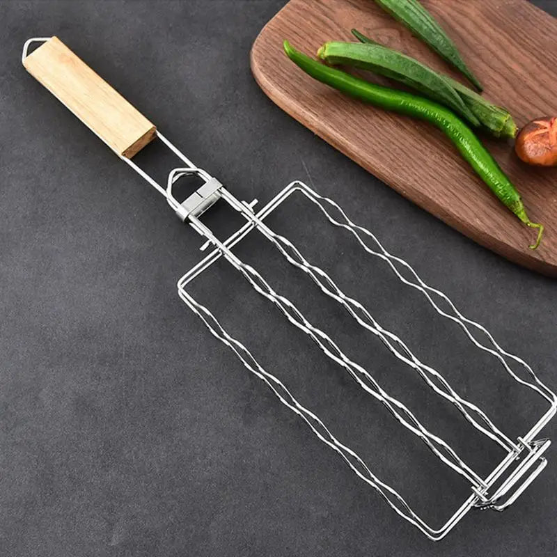 Grilling Basket Metal Mesh Barbecue Sausage Grilling Rack Net Picnic Camping BBQ Net Home Kitchen Barbecue Grilling Accessories - Stereotech