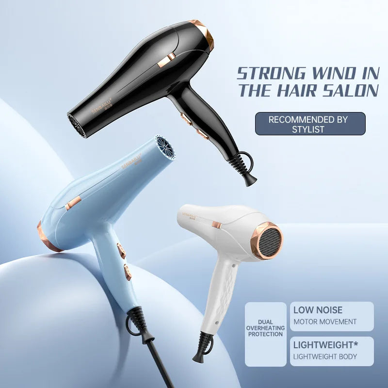 New Quick Drying Hair Dryer US/UK/EU Plug Household Blue Light Cold and Hot Air 110V，220V Hammer Hair Dryer