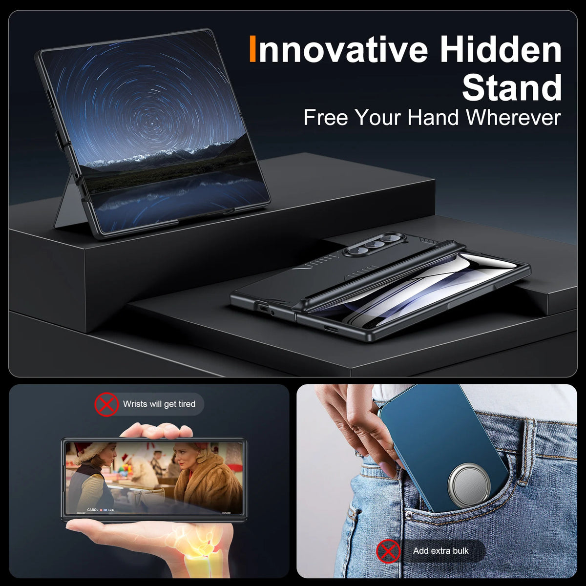 Shockproof Phone Case For Samsung Galaxy Z Fold 6 With S Pen Holder&amp;Screen Protector Armor Case Full Body Hinge Protection Cover